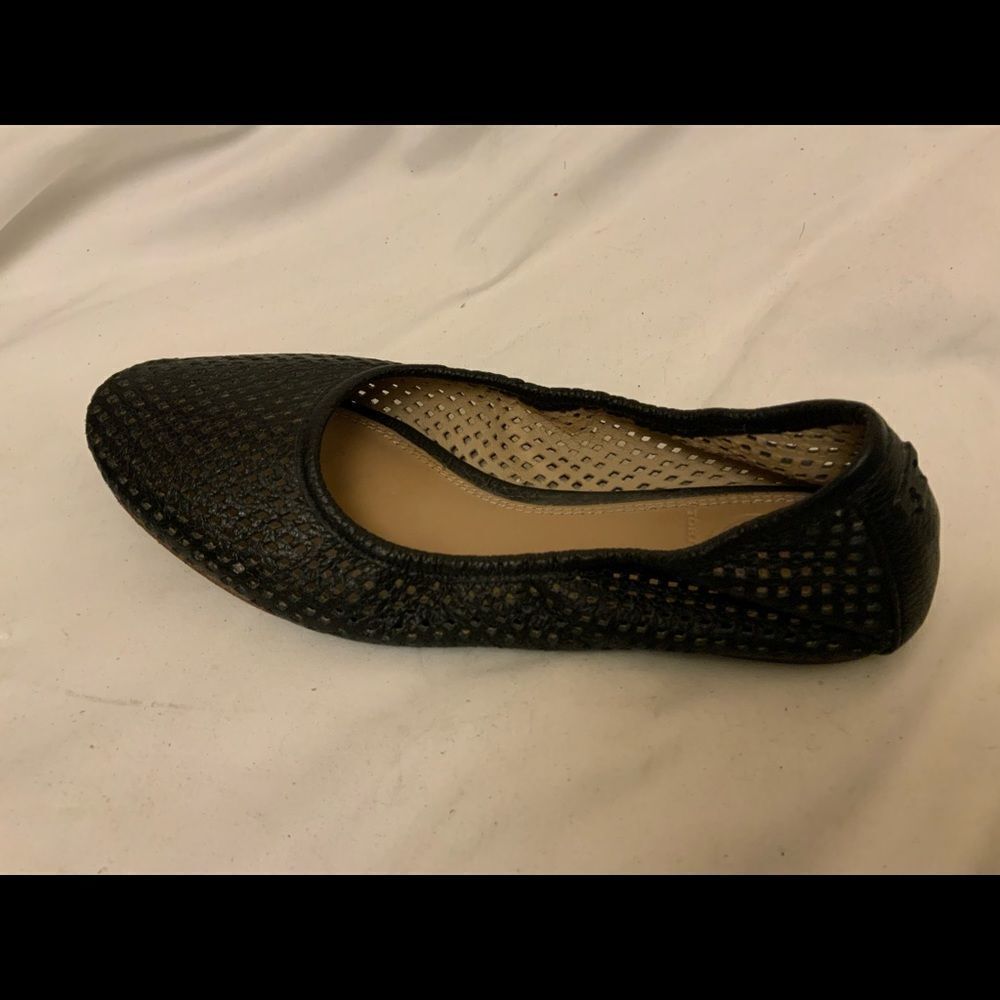 Tory Burch Whittaker Perforated Leather Ballerina Flat, Black- Size 5.5